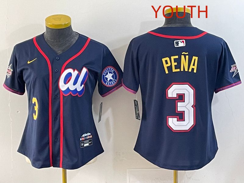 Youth 2025 Houston Astros #3 Pena Drak Blue All star Nike MLB Jersey style 12